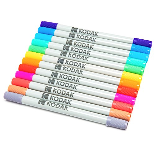 KODAK farbige Markierstifte mit feiner und Meißel-Doppelspitze für 2x3 Fotopapier (Printomatic, Mini Shot, Mini 2) 12er-Packung von KODAK