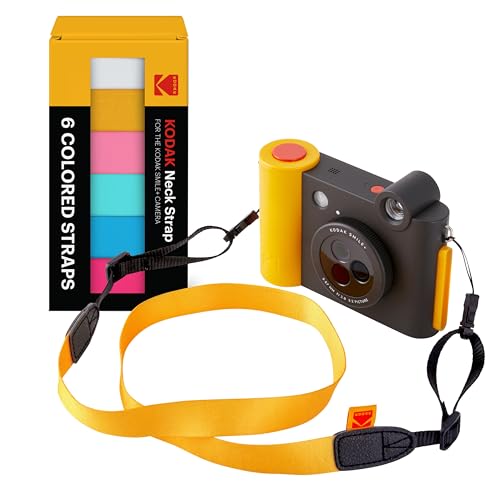 Kodak Deluxe Umhängeband-Farbset, Bequeme und abnehmbare Kameragurte, kompatibel mit Kodak Smile + Sofortbildkamera, 6-Farben-Pack (Weiß, Schwarz, Rosa, Grün, Blau und Heißes Rosa) von KODAK