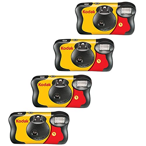Kodak Fun Saver Einwegkamera mit Blitz, 35 mm, Einwegkamera mit Blitz, 27 Belichtungen, 4er-Pack von KODAK
