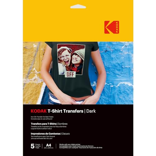 Kodak Inkjet Fotopapier (5 Blatt, A4) T-Shirt Transfer dunkel für dunkle Stoffe von KODAK