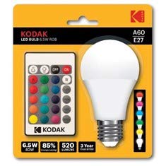 Kodak LED-Glühbirne RGB, A60, E27, 6,5 W = 55 W, Fernsteuerung von KODAK