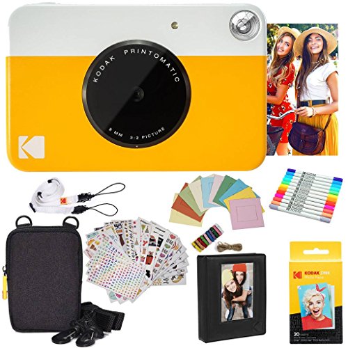 Kodak PRINTOMATIC Digitale Sofortbildkamera, Vollfarbdrucke auf ZINK 2x3-Fotopapier mit Sticky-Back-Funktion - Drucken Sie Memories sofort (Gelb) von KODAK