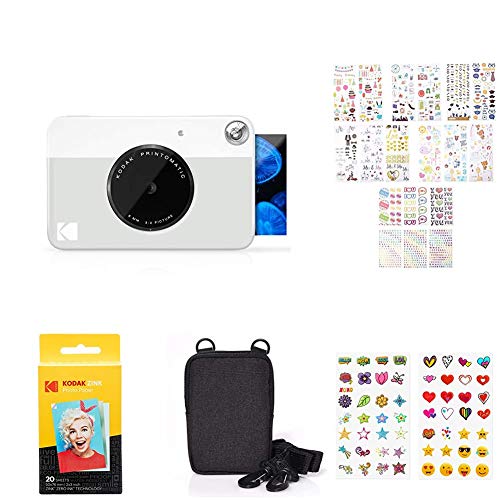 Kodak PRINTOMATIC Digitale Sofortbildkamera, Vollfarbdrucke auf ZINK 2x3-Fotopapier mit Sticky-Back-Funktion - Drucken Sie Memories sofort (Grau), Starter Bundle von KODAK