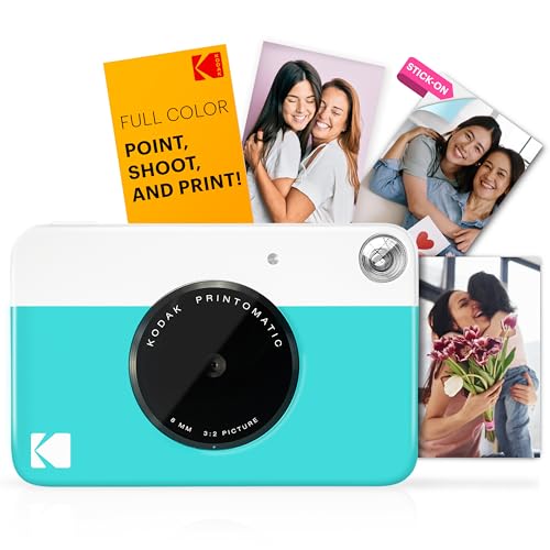 KODAK Printomatic Sofortbild-Digitalkamera in Vollfarbe - Hochwertige Fotos auf Zink 2x3" Klebefotopapier - 5MP, tragbar, kreatives Spaßgeschenk für Geburtstag, Weihnachten, Feiertag - Blau von KODAK