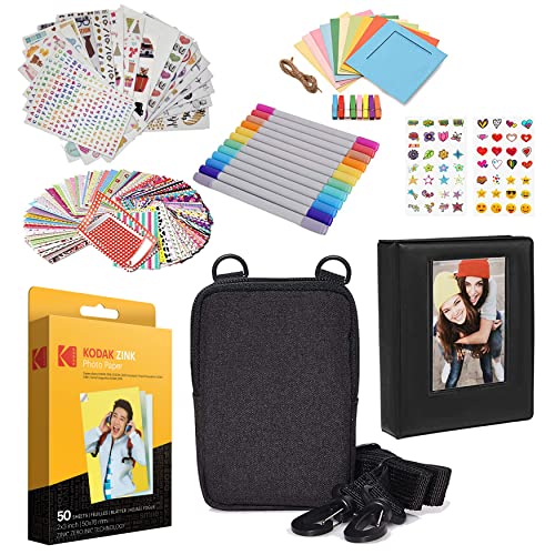 Kodak Premium Zink Fotopapier, 5,1 x 7,6 cm, Zubehör-Set mit Fotoalbum, Etui, Aufklebern, Markern von KODAK