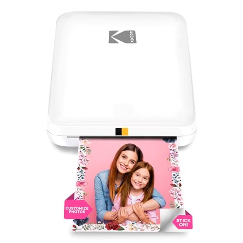 KODAK Step Slim Sofort-Smartphone-Fotodrucker - Tragbarer schlanker Farb-Mobilfotodrucker - Zink 2x3” Klebefotos - Drucken von iOS- & Android-Geräten via Bluetooth mit der Fun-App - Weiß von KODAK