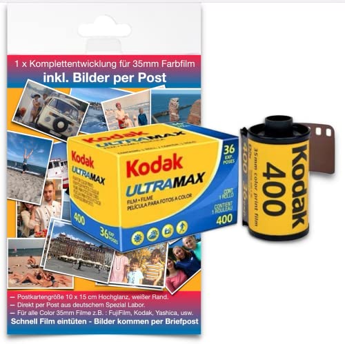 Kodak ULTRAMAX 400/36 Color 35mm Kleinbild Film inlc. Komplett Entwicklung per Briefpost für bis zu 36 Farbbilder. Auf Wunsch Bild Daten per WE Transfer. Worldwide Shipping, FPPKU400, Farbfilm von KODAK