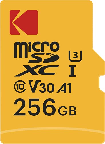 Kodak Ultra microSD-Speicherkarte 256 GB, UHS-I U3 V30 A1, Lesegeschwindigkeit bis 95 MB/s und Schreibgeschwindigkeit bis 85 MB/s, inklusive SD Adapter von KODAK