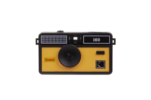 Kodak i60 Wiederverwendbare 35-mm-Filmkamera – Retro-Stil, fokussierfrei, integrierter Blitz, Drücken und Pop-Up-Blitz (gelb) von KODAK