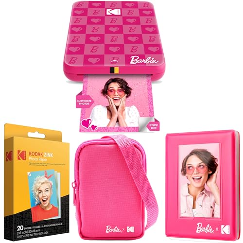 Kodak x Barbie Step Slim Kabelloser Sofortbild-Fotodrucker (Iconic Style) + Barbie Deluxe Kameratasche + Barbie Fotoalbum + Zink-Papier (20 Blatt) von KODAK