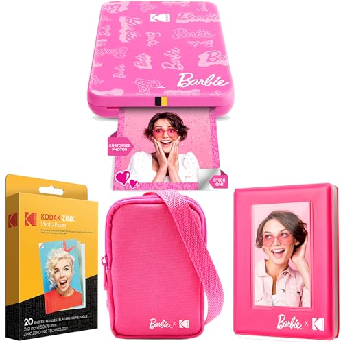 Kodak x Barbie Step Slim Kabelloser Sofortbild-Fotodrucker (Signature Style) + Barbie Deluxe Kameratasche + Barbie Fotoalbum + Zink-Papier (20 Blatt) von KODAK