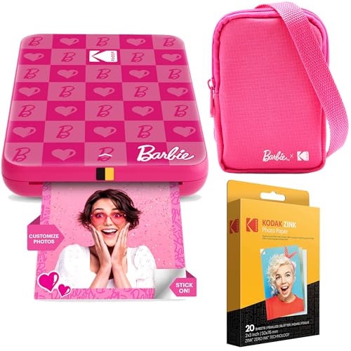 Kodak x Barbie Step Slim Kabelloser Sofortbild-Fotodrucker Barbie Starter-Bundle (Iconic Style) + Barbie Deluxe Kameratasche + Zink-Papier (20 Blatt) von KODAK