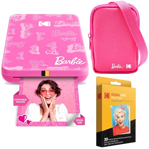 Kodak x Barbie Step Slim Kabelloser Sofortbild-Fotodrucker Barbie Starter-Bundle (Signature Style) + Barbie Deluxe Kameratasche + Zink-Papier (20 Blatt) von KODAK