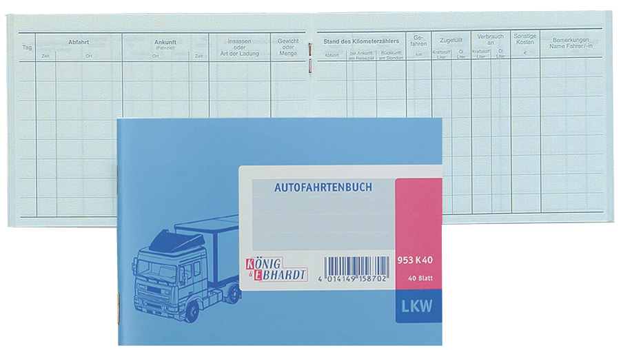 KÖNIG & EBHARDT Fahrtenbuch LKW, DIN A6, 40 Blatt von KÖNIG & EBHARDT
