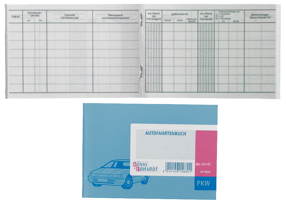 KÖNIG & EBHARDT Fahrtenbuch PKW, DIN A6, 40 Blatt von KÖNIG & EBHARDT