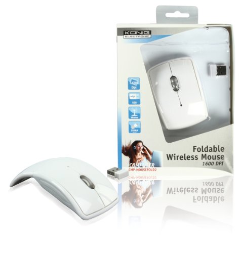 König CMP-MOUSEFOLD2 drahtlose optische Maus (1600dpi, USB 2.0) weiß von KÖNIG