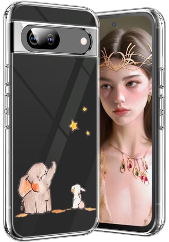 für Google Pixel 8A Hülle Dünn Silikon mit Handyhülle Hüllen High Transparente Anti Gelb Hüllen Weich Cover für Google Pixel 8A 4G/5G Durchsichtig Case Original Bumper (Kaninchen) von KOGENG