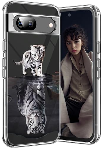 für Google Pixel 8A Hülle Dünn Silikon mit Handyhülle Hüllen High Transparente Anti Gelb Hüllen Weich Cover für Google Pixel 8A 4G/5G Durchsichtig Case Original Bumper (Tiger) von KOGENG