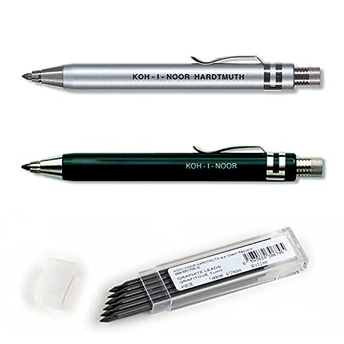 KOH-I-NOOR 5358 - Metalldruckbleistifte mit Minenspitzer und Clip - 3er SET - Minenst?rke 3.2 mm - SCHWARZ und SILBER und 12er Pack GRAPHITMINEN 2B KOH-I-NOOR 5358 - Metalldruckbleistifte mit Minenspitzer und Clip - 3er SET - Minenst?rke 3.2 mm - SCHWARZ und SILBER und 12er Pack GRAPHITMINEN 2B von KOH-I-NOOR
