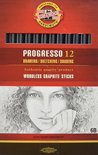 KOH-I-NOOR Progresso Graphitstift, holzfrei, Härtegrad 6B (12 Stück) von KOH-I-NOOR