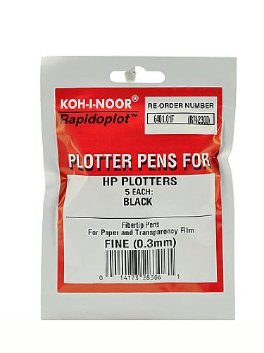 Koh-I-Noor 6401.01F Fasermaler, 0,3 mm, feine Spitze, Schwarz, 5 Stück von KOH-I-NOOR
