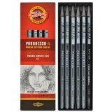 Koh-I-Noor 8915 PROGRESSO - Graphit/Aquarell-Set, Vollminenstift holzfrei, 2er Set (je 6 Stück-inkl. 1 wasserlöslicher Bleistift) von KOH-I-NOOR