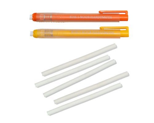 Koh I Noor Radiergummi-Stift, 12,5 cm, gelb/orange, 2 Stück von KOH-I-NOOR