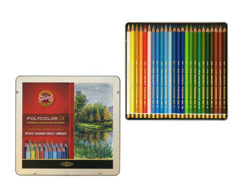 Polycolor 24er Landschaft Farbstifte Zeichenstifte für Künstler von KOH-I-NOOR in Metall-Geschenkbox - exclusiv farbig sortiert für Landschaftsmalerei von KOH-I-NOOR