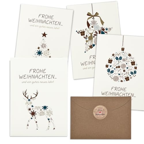 KOHMUI Weihnachtskarten mit Umschlag Set, 20 Klappkarten & 20 Umschläge, 16.5 x 11.5 cm Einfach Modern Weihnachten karten, Schlicht Edel Grußkarte für Familie Freunde Geschäftlich Kunden KOHMUI Weihnachtskarten mit Umschlag Set, 20 Klappkarten & 20 Umschläge, 16.5 x 11.5 cm Einfach Modern Weihnachten karten, Schlicht Edel Grußkarte für Familie Freunde Geschäftlich Kunden von KOHMUI