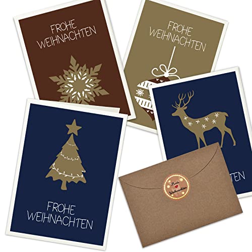 KOHMUI Weihnachtskarten mit Umschlag Set, 20 Weihnachten karten & 20 Umschläge, Klappkarten mit PRÄGUNG, Einfach Schlicht Modern Edel Grußkarte KOHMUI Weihnachtskarten mit Umschlag Set, 20 Weihnachten karten & 20 Umschläge, Klappkarten mit PRÄGUNG, Einfach Schlicht Modern Edel Grußkarte von KOHMUI