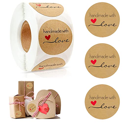 Geschenkaufkleber, 500 Stück Runder Aufkleber, Etiketten Handmade, 38mm Marmeladen Etiketten, Runde, Ablösbare Sticker, Etiketten Selbstklebend für Weihnachten/Umschlag/Geschenktüten von KOIROI