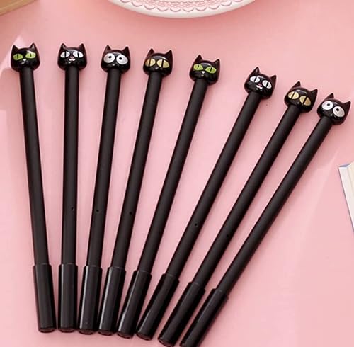 Gelschreiber mit niedlicher schwarzer Katze, 0,5 mm, schwarze Tinte, für den Schulanfang, Geburtstag, Gfit (6 Stück, zufälliges Design) von KOKOBASE