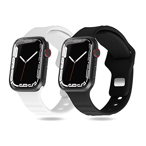 KOKOKA 2 Stück Armbänder Kompatibel mit Apple Watch Armband für iWatch 49mm 45mm 44mm 42mm, Weiche Silikon Ersatzarmbänder für Apple Watch Series Ultra 8 7 6 5 4 3 2 1 SE, Schwarz/Weiß KOKOKA 2 Stück Armbänder Kompatibel mit Apple Watch Armband für iWatch 49mm 45mm 44mm 42mm, Weiche Silikon Ersatzarmbänder für Apple Watch Series Ultra 8 7 6 5 4 3 2 1 SE, Schwarz/Weiß von KOKOKA