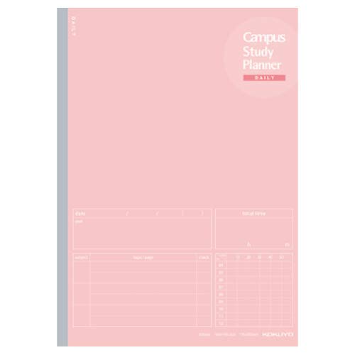 KOKUYO Campus Study Planner Notizbuch, täglich liniert, Semi-B5, Hellrosa, für 63 Tage, Japan Import (NO-Y80MD-LP) von KOKUYO