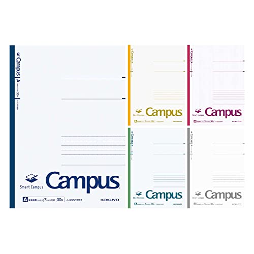 Kokuyo Smart Campus Notizbuch, A 7 mm Punktliniert, Semi-B5, 30 Blatt, 5 Stück, White Color Edition, Japan Improt (NO-GS3CWATX5) von KOKUYO
