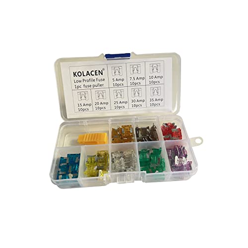 KOLACEN Auto Truck Low-Profile Mini Blade Typ Sicherung Assorted Kit 5 7,5 10 15 20 25 30 35Amp + Sicherung Puller (81 Stück) von KOLACEN