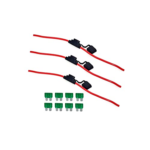 KOLACEN Automotive Car Truck In-line 12 Gauge Sicherungshalter für Standard Blade Typ Sicherung 3 Stück + 8 Stück Standard Blade Fuse 30Apm von KOLACEN