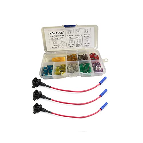 KOLACEN Automotive Car Truck Low-Profile-Mini-Blade-Typ Sicherung Assorted Kit 81 Stück + 3 Stück 16 Gauge Add-a-Schaltung Low Profile Mini Fuse TAP Adapter von KOLACEN