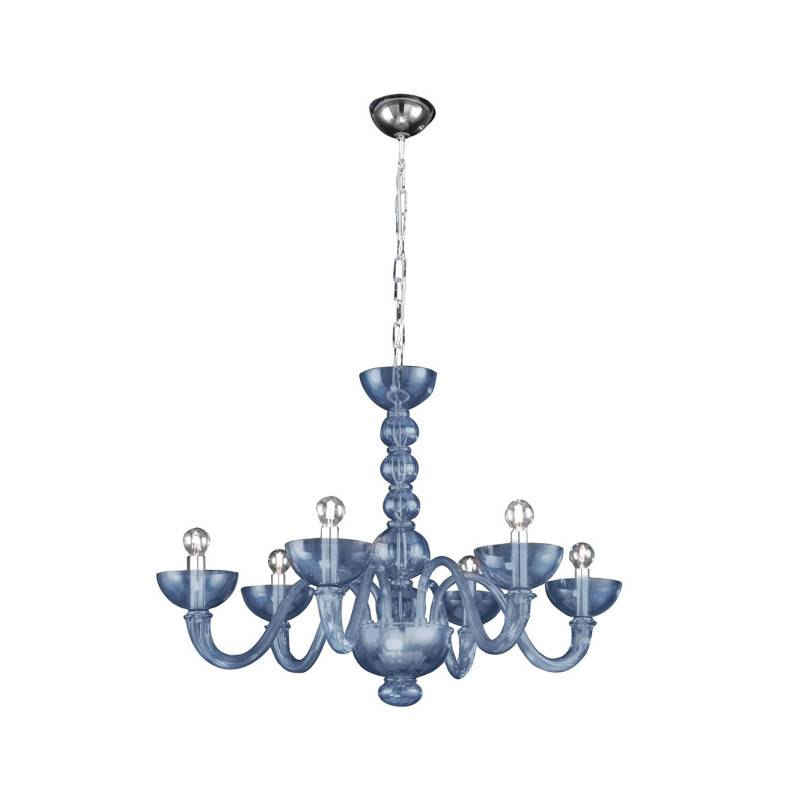KOLARZ Kronleuchter Murano Erizzo, blau, Muranoglas, 6-flg. von KOLARZ