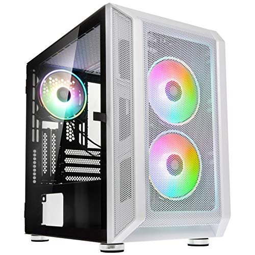 KOLINK Citadel Mesh Micro-ATX RGB Gehäuse, Computergehäuse, PC Hülle, Glasgehäuse, PC Case, PC Gehäuse Klein, Seitlich PC Gehäuse Durchsichtig, Computer Gehäuse, PC Case Weiß von KOLINK