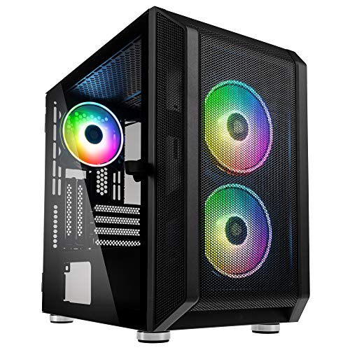 KOLINK Citadel Mesh RGB Micro-ATX PC Case, Glasgehäuse, PC Gehäuse Klein, Seitlich PC Gehäuse Durchsichtig, Computergehäuse, Schwarz von KOLINK