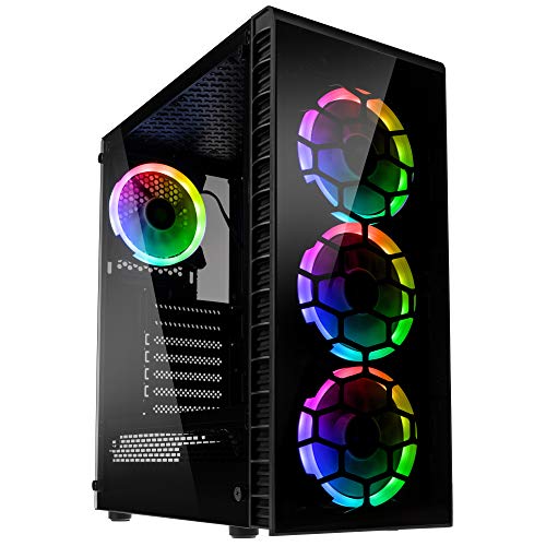 KOLINK Observatory Lite Midi Tower PC Gehäuse ATX RGB PC-Gehäuse, Gaming PC Case, Tempered Glass Computergehäuse, Gaming Tower, PC Hülle mit Lüfter, Computer Gehäuse Gaming Lite Schwarz von KOLINK