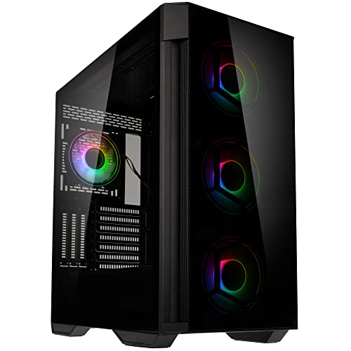 KOLINK Observatory Z ARGB E-ATX Midi-Tower Computer Gehäuse, 4 Vorinstallierte ARGB-Lüfter, Gehäuse PC für AIO-Kühlung, PC Gehäuse RGB Glas (Z Schwarz) von KOLINK