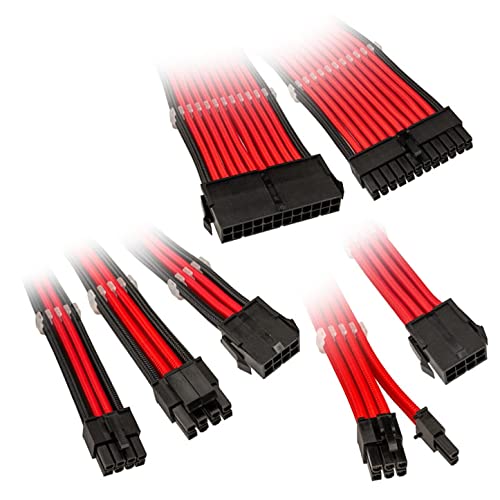 KOLINK Sechs Kabelverlängerungssätze Sleeved Cable Kit - Enthält 24-polige 4+4 polige 8 polige und 6+2-polige Pc Kabel - Pcie Kabel Funktioniert mit PCIe 5.0 (Rot) von KOLINK
