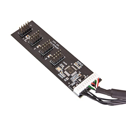 Kolink 2.0 USB Hub Intern Karte, PC Internal USB Header Splitter for Motherboard inkl 60 Zentimeter Lange USB- & Molex-Kabel, 4-Pol Molex Stromversorgung von KOLINK