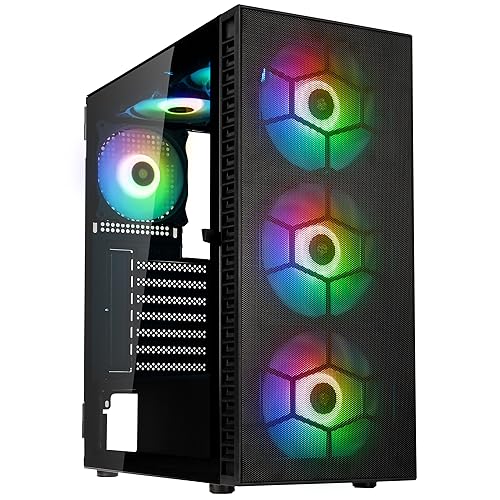 Kolink Observatory HF Mesh PC-Gehäuse, Sechs ARGB-Lüfter, 330 mm GPU-Freiheit, ATX-Motherboard, Gitterfrontplatte, Stahl, Mid-Tower, Schwarz von KOLINK