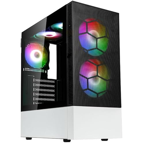 Kolink Observatory MX Mesh PC-Gehäuse, Kolink Umbra ARGB-Lüfter, Feste Stahl-PSU-Verkleidung, Mesh-Frontplatte, SPCC-Stahl, Midi Tower, Schwarz und Weiß von KOLINK