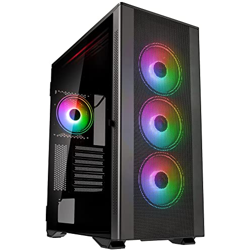 Kolink Stronghold Prism RGB Schwarz - Gaming PC Gehäuse EATX mit Mesh-Front, Abnehmbares Verdeck, Aufklappbar Tempered Glas Tür, 4X Adressierbar RGB Lüfter 120mm - Midi Tower Gamer PC Case von KOLINK