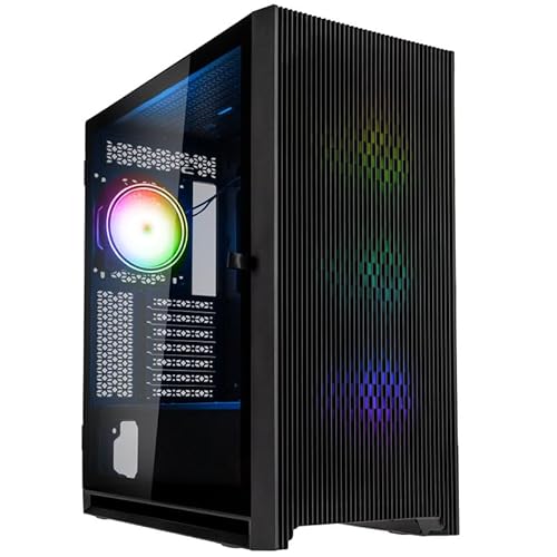 Kolink Unity Lateral ARGB PC-Gehäuse, Vier ARGB-Lüfter, Scharniertür Gehärtetes Glas, 410 mm GPU-Freiheit, E-ATX-Motherboards, Stahl, Mid-Tower-Gehäuse, Schwarz von KOLINK