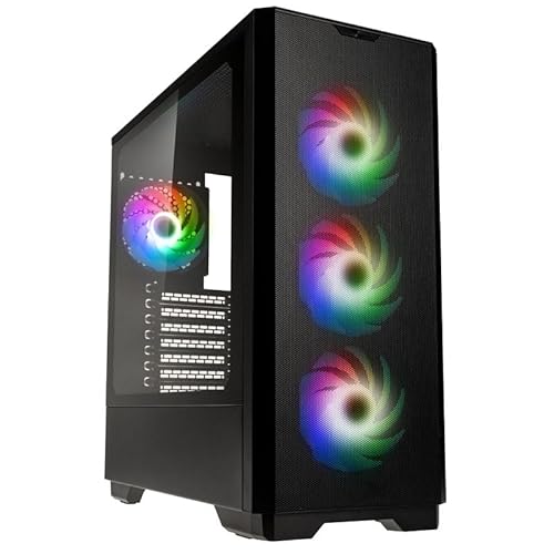 KOLINK Unity Solar PC-Gehäuse, 400 mm GPU-Freiheit, E-ATX-Motherboard, 4 x ARGB/PWM 120-mm-Lüfter, Gehärtetes Glas Halbpaneel, Mid-Tower, Schwarz von KOLINK